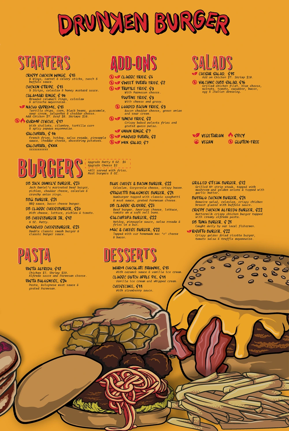 Drunken Burger Menu